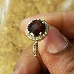 White GOLD Garnet Birthstone Ring (January)